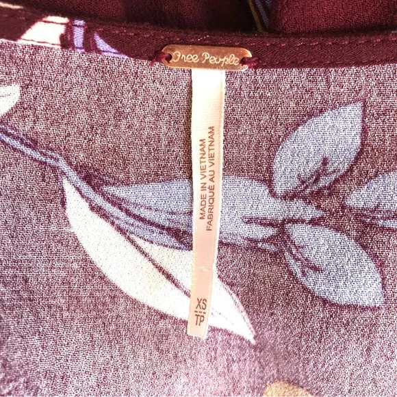 FREE PEOPLE Bella Floral Maroon Babydoll Tunic Top - Picture 8 of 9